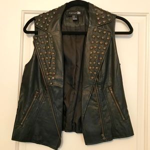 Faux Leather Studded Vest